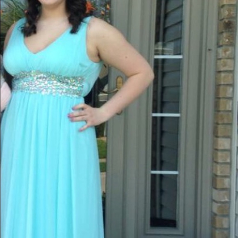 Long teal Prom Dress